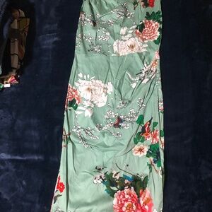 Belle Poque Green Floral Vintage Style A-Line Midi Dress